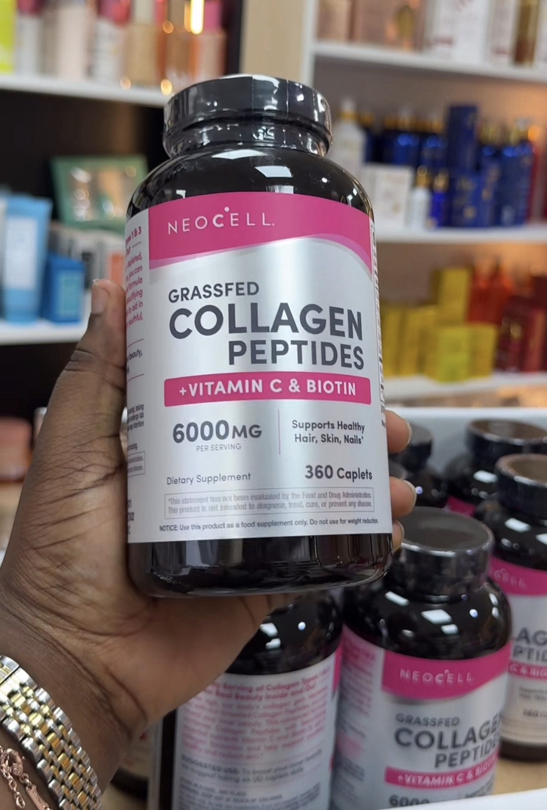 Grassfed Collagen Peptides + C & Biotin, 6000 mg, 360 Caplets - Image 1