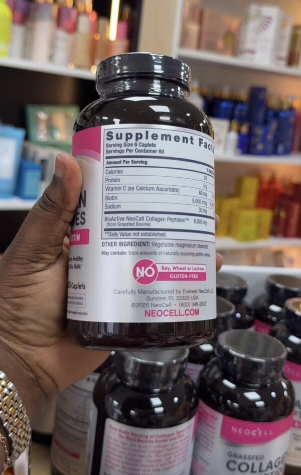 Grassfed Collagen Peptides + C & Biotin, 6000 mg, 360 Caplets - Image 2