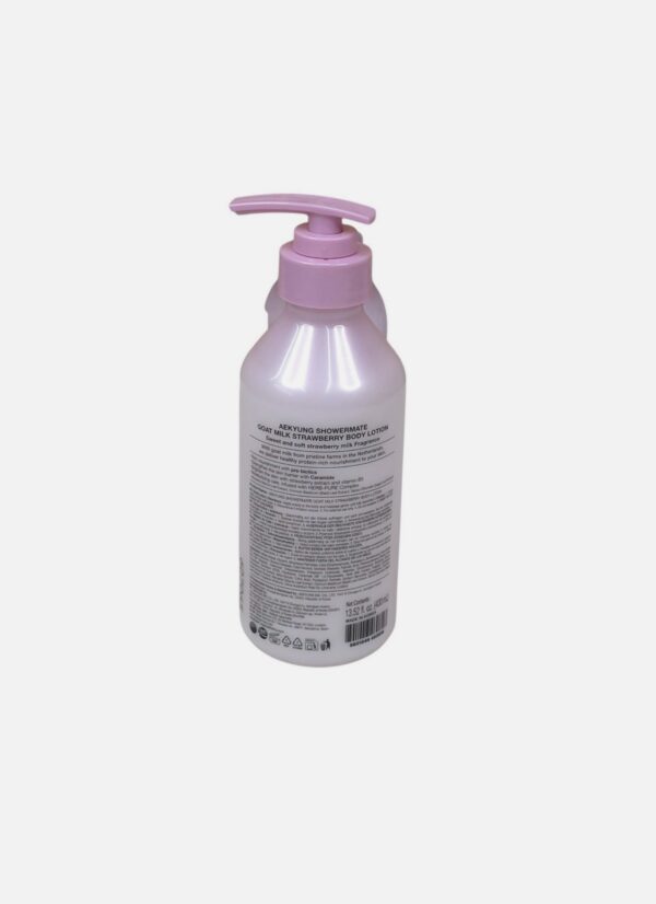 Shower Mate Goat Milk Strawberry Body Lotion 13.52 Oz Pink Soothing - Image 2