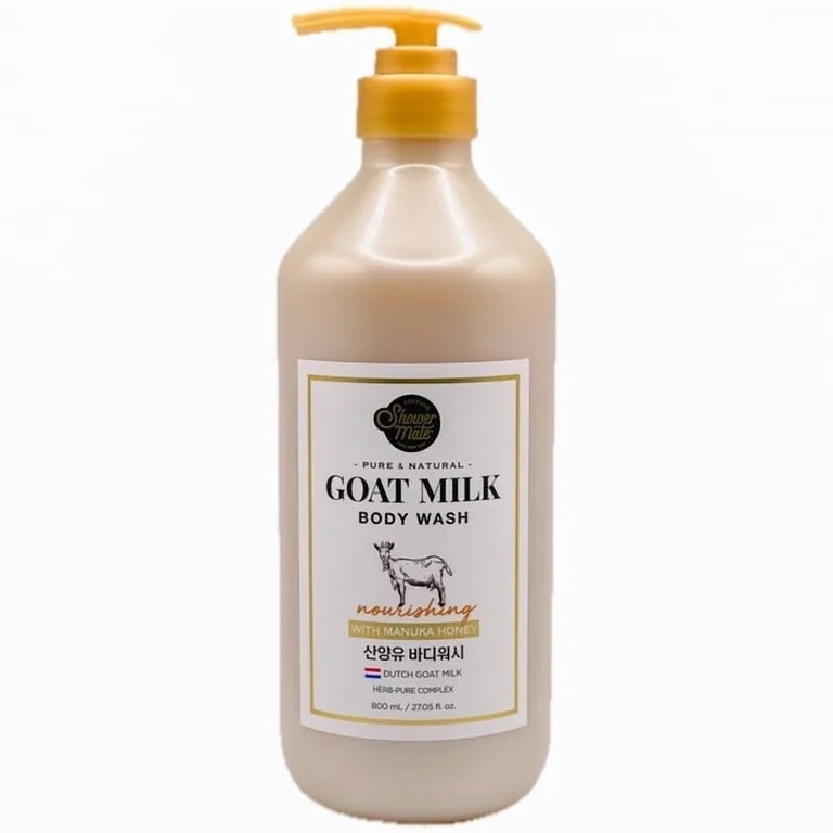 Shower Mate Goat Milk Body Wash Nourishing, 800 mL / 27.05 fl. oz. (Manuka honey)