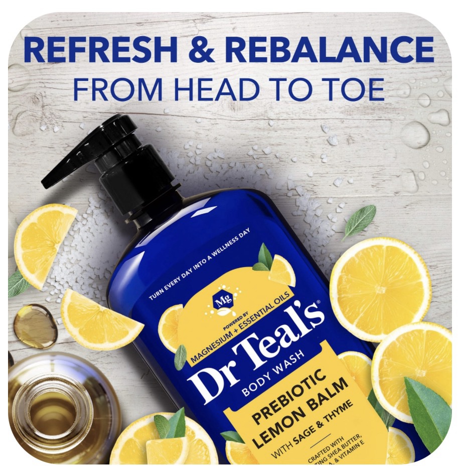 DR TEAL’S® PREBIOTIC LEMON BALM WITH SAGE & THYME BODY WASH