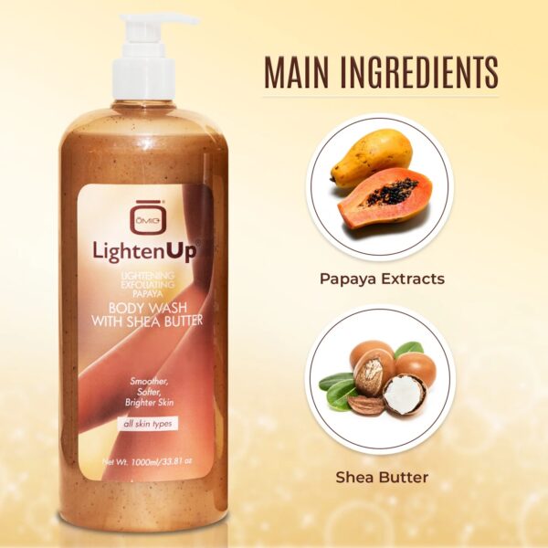 LightenUp Plus Exfoliating Papaya Body Wash With Shea Butter 1000ml - Image 3