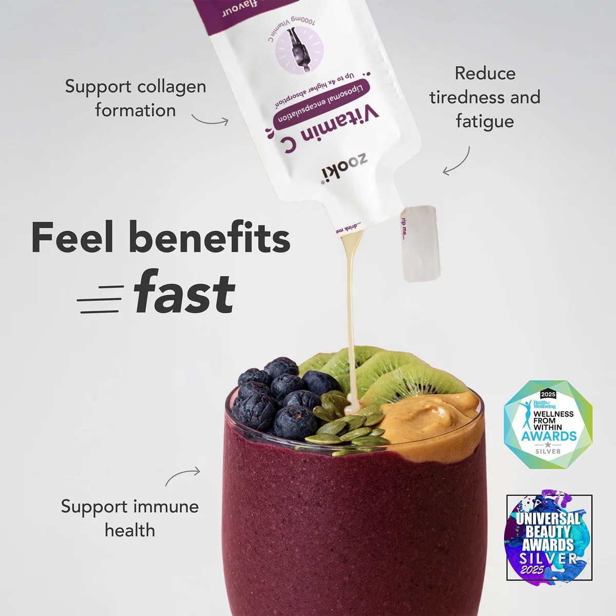 Zooki Vitamin C, Liposomal Acai berry flavor 30 sachets - Image 5